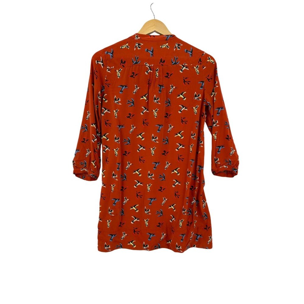 Fossill 100% silk Dress Womens Size Small‎ Pleated Cottagecore Fairycore Birds - Picture 2 of 11